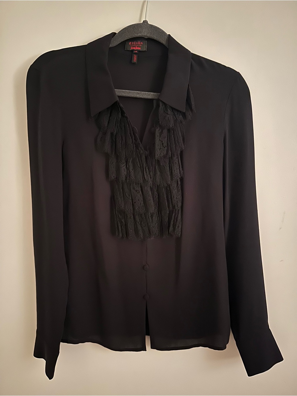 Escada Black Ruffle Front Blouse - Picture 3 of 4